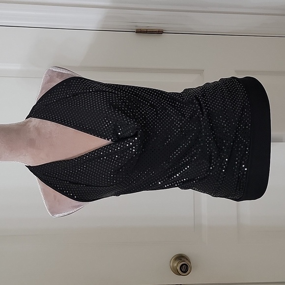 LOVE Tease Size M Black Sequin Racerback Drape Neck Sleeveless Top - Picture 1 of 10